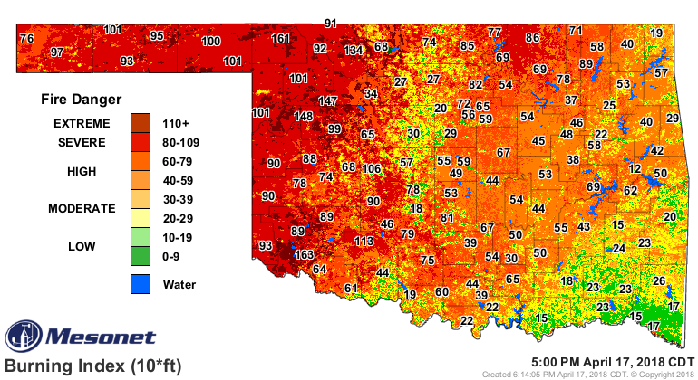 Burning Index map from April 17, 2018