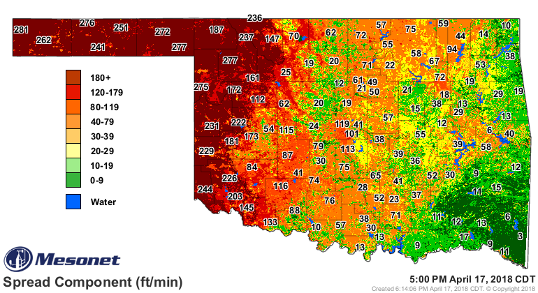 Spread Component map from April 17, 2018